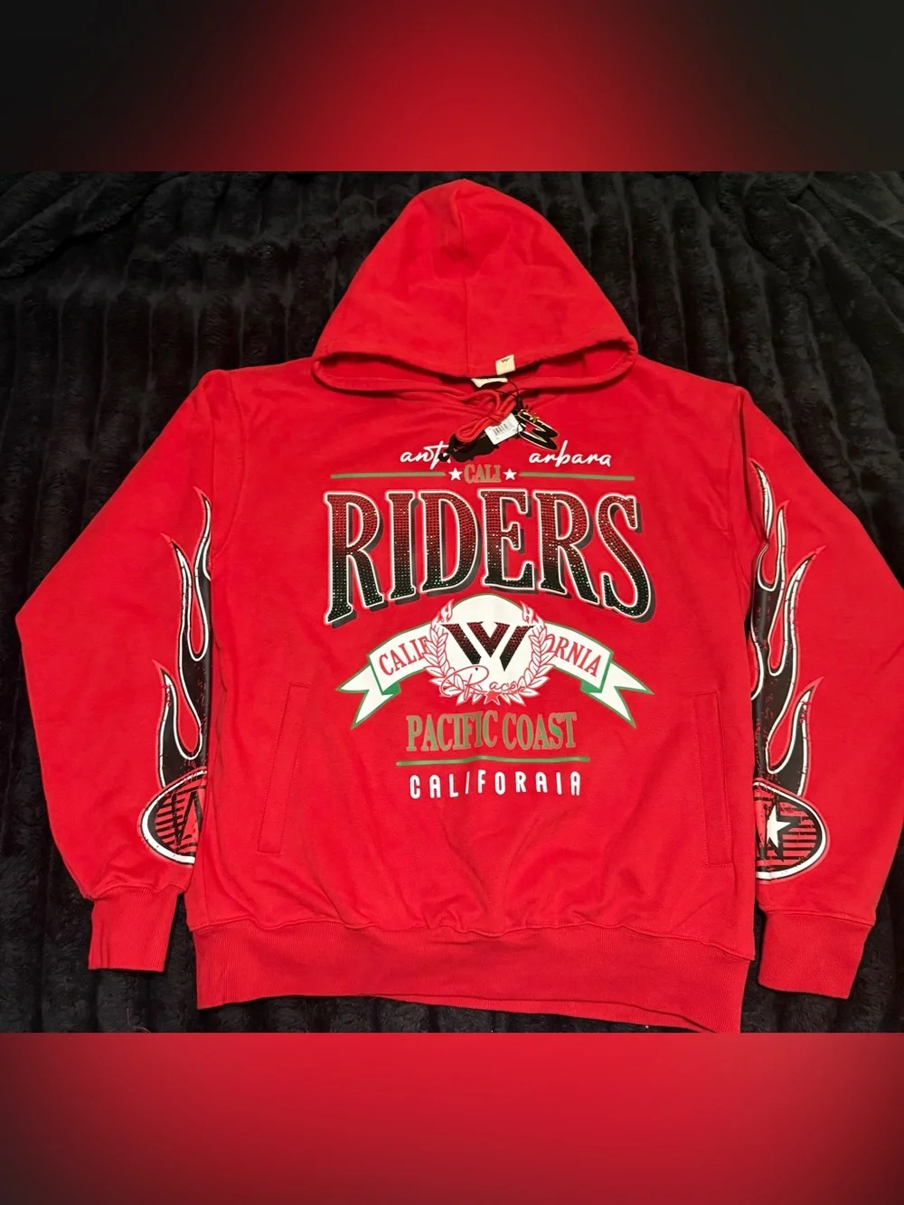 Graphic Rhinestone Hoodie 100% Cotton (XL)